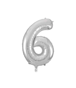 Silver Foil Number Balloon 6