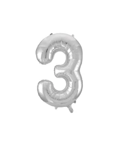 Silver Foil Number Balloon 3