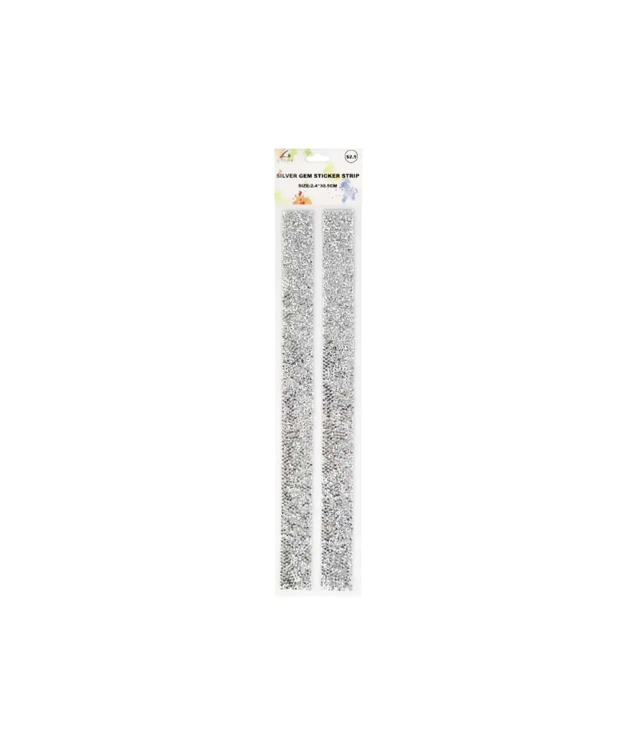 Silver Gem Sticker Strip 2pk