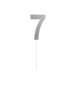 Silver Glitter Cake Topper Number 7
