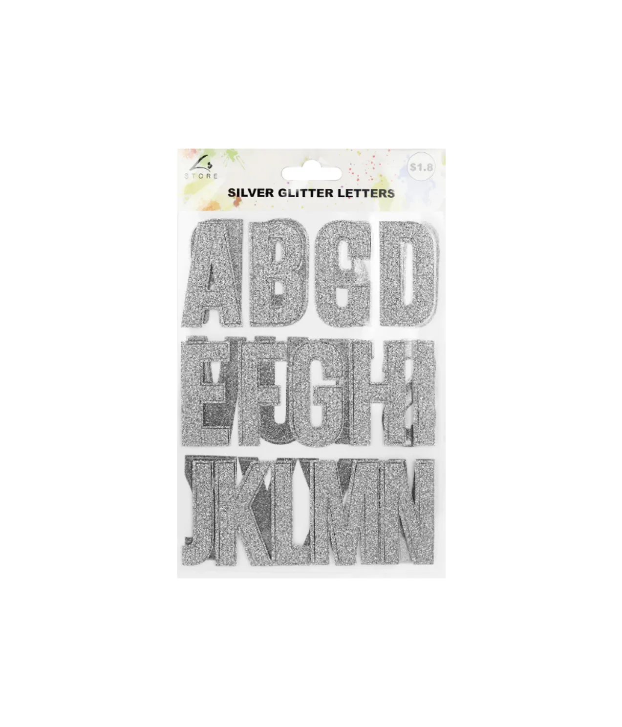 Silver Glitter Letter Stickers 26pc