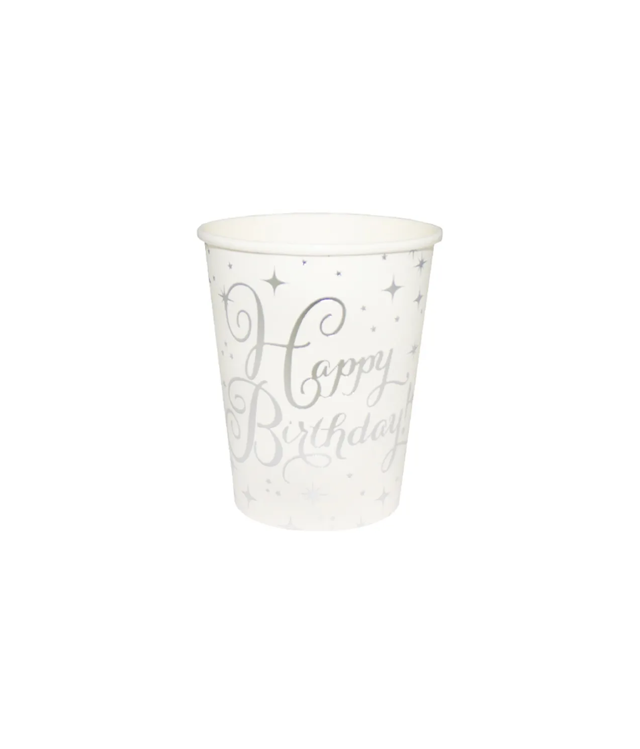 Silver Happy Birthday Paper Cups 20x9oz