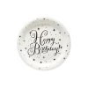 Silver Happy Birthday Paper Plates 12x9in