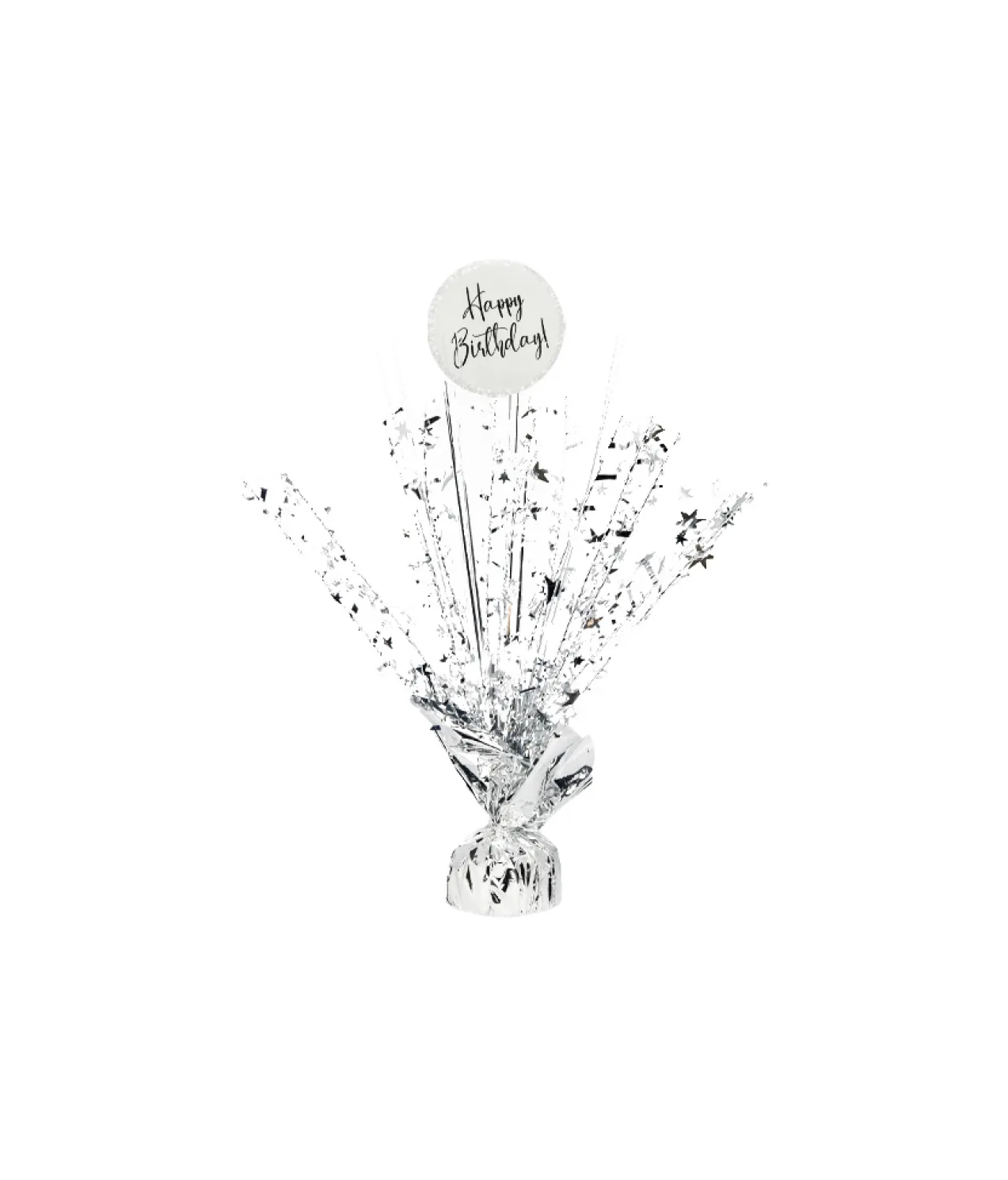 Silver Happy Birthday Table Centerpiece