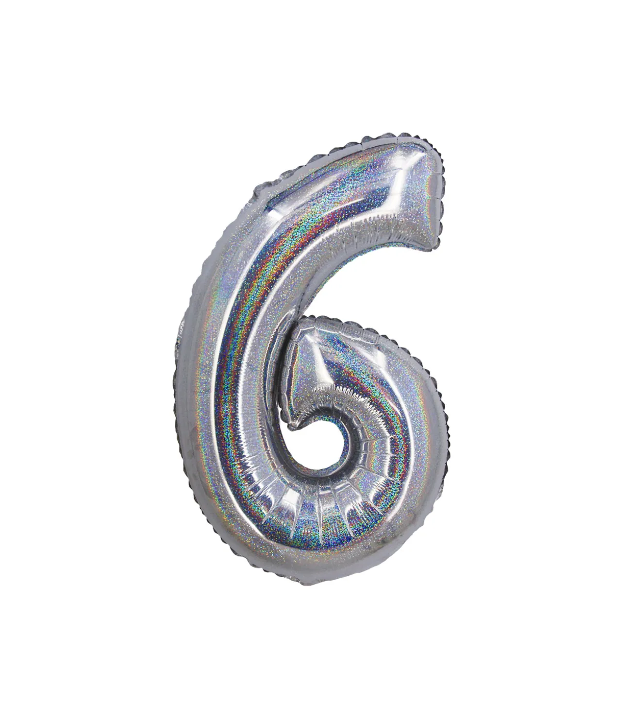 Silver Holographic Foil Number Balloon 6