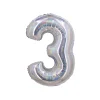 Silver Holographic Foil Number Balloon 3