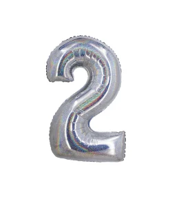 Silver Holographic Foil Number Balloon 2