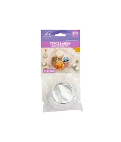 Silver Large Paper Cupcake Cups 75pcs