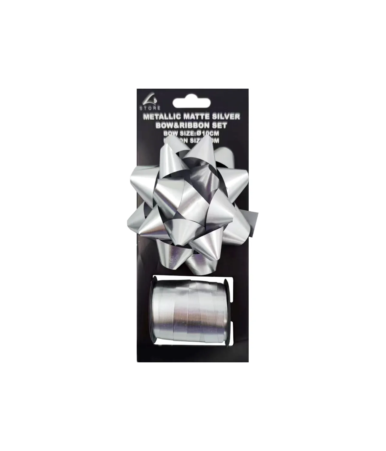 Silver Matte Gift Bow & Ribbon Set