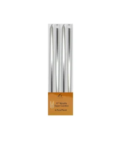 Silver Metallic Taper Candles 4pk