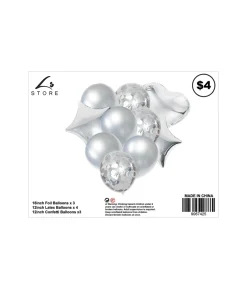 Silver Party Balloons Assorted 10pc