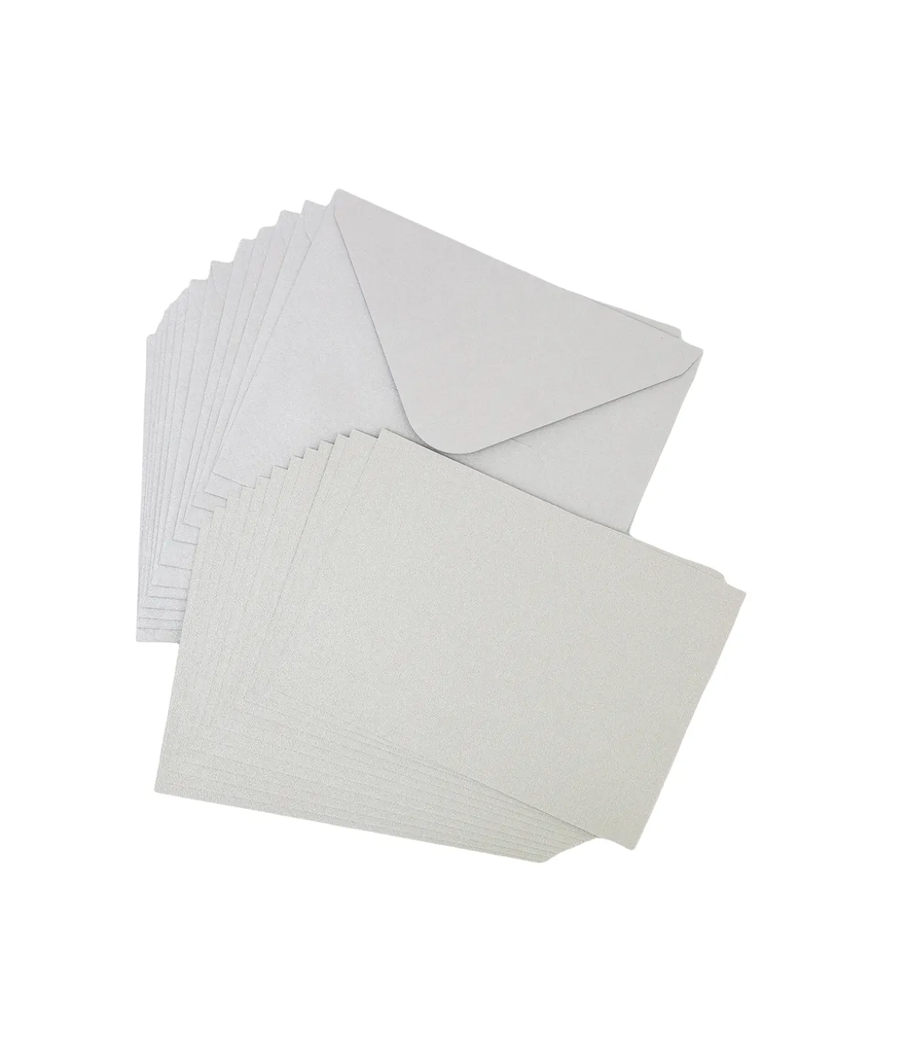 Silver Pearlised Cards & Envelopes Set 12pc