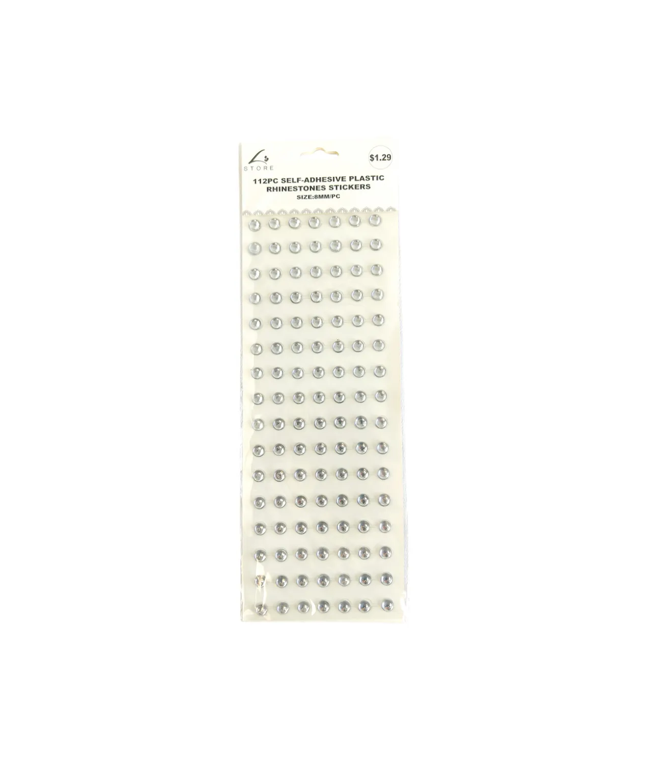 Silver Rhinestone Stickers 8mm 112pc