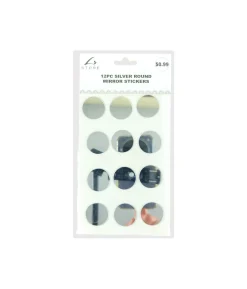 Silver Round Mirror stickers 19.5x10cm 12pc