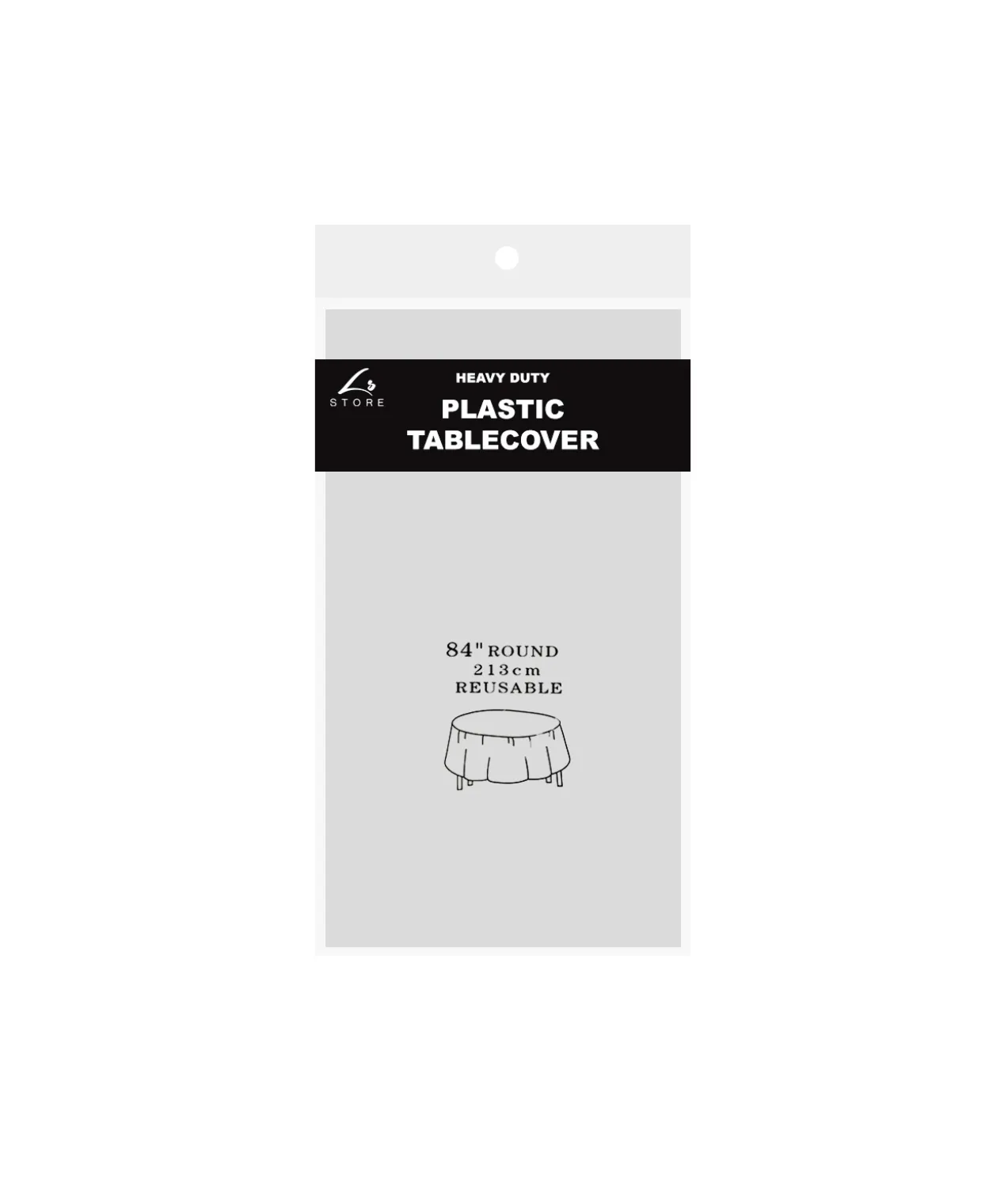 Silver Round Plastic Tablecover 213x213cm
