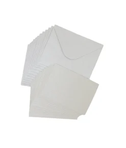 Silver Small Pearlised Cards & Envelopes Set 12pc