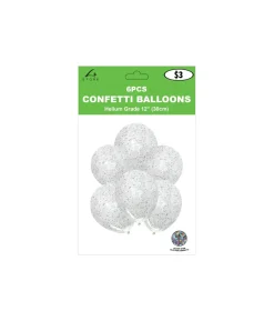 Silver Star Confetti Balloon 12inch 6pk