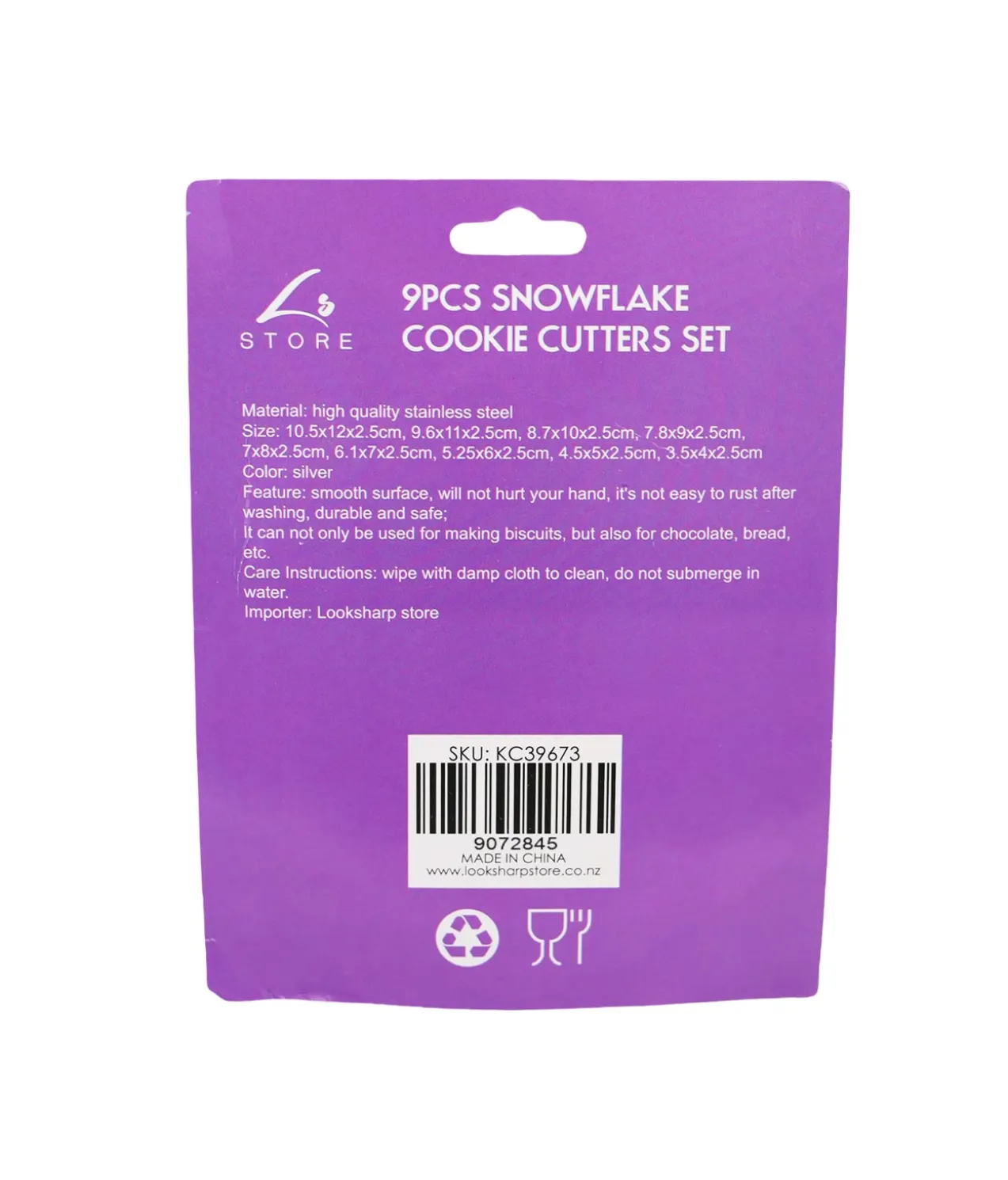 Snowflake Cookie Cutters Set 9pc