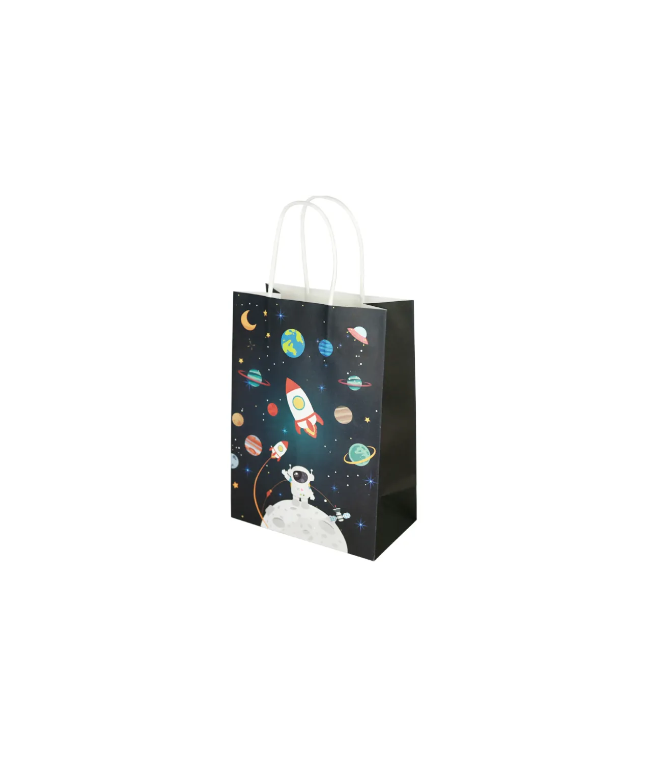 Spaceman Printed Small Paper Bags 21cm 4pk