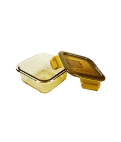 Square Amber Borosilicate Glass Container 320ml