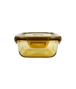 Square Amber Borosilicate Glass Container 800ml