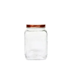 Square Glass Jar With Copper Lid 960ml