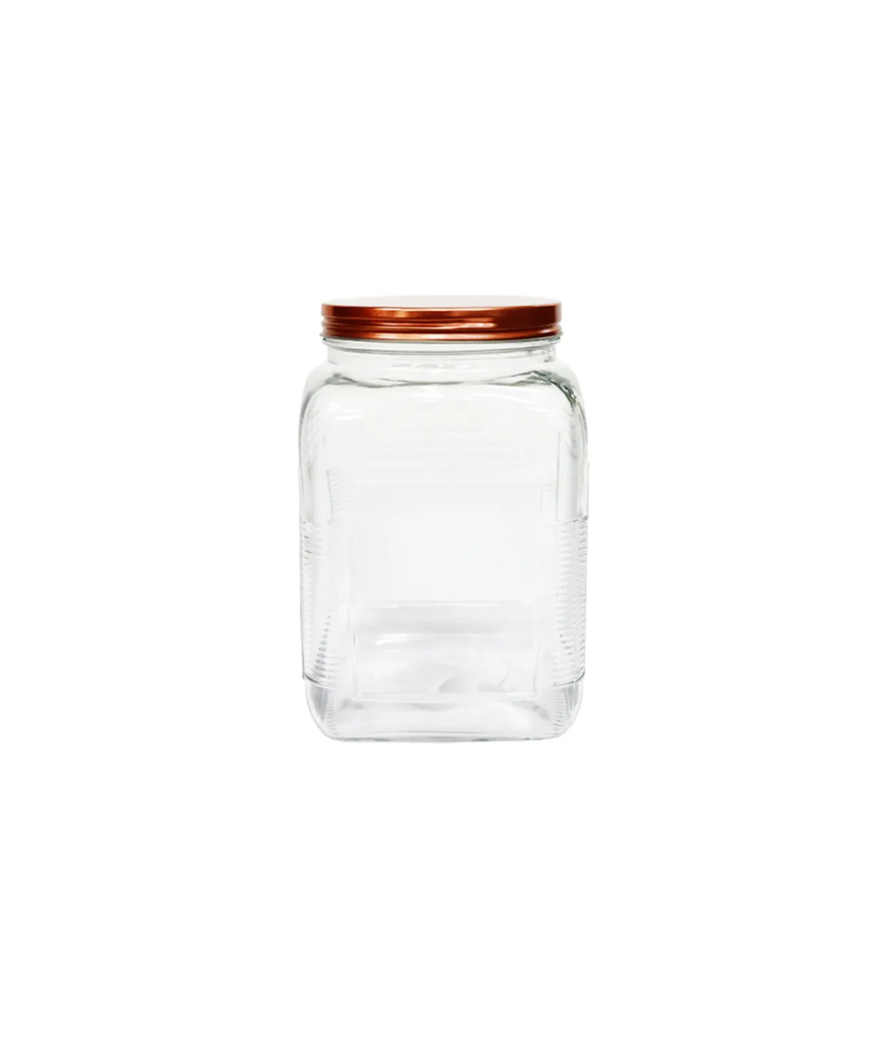 Square Glass Jar With Copper Lid 1470ml
