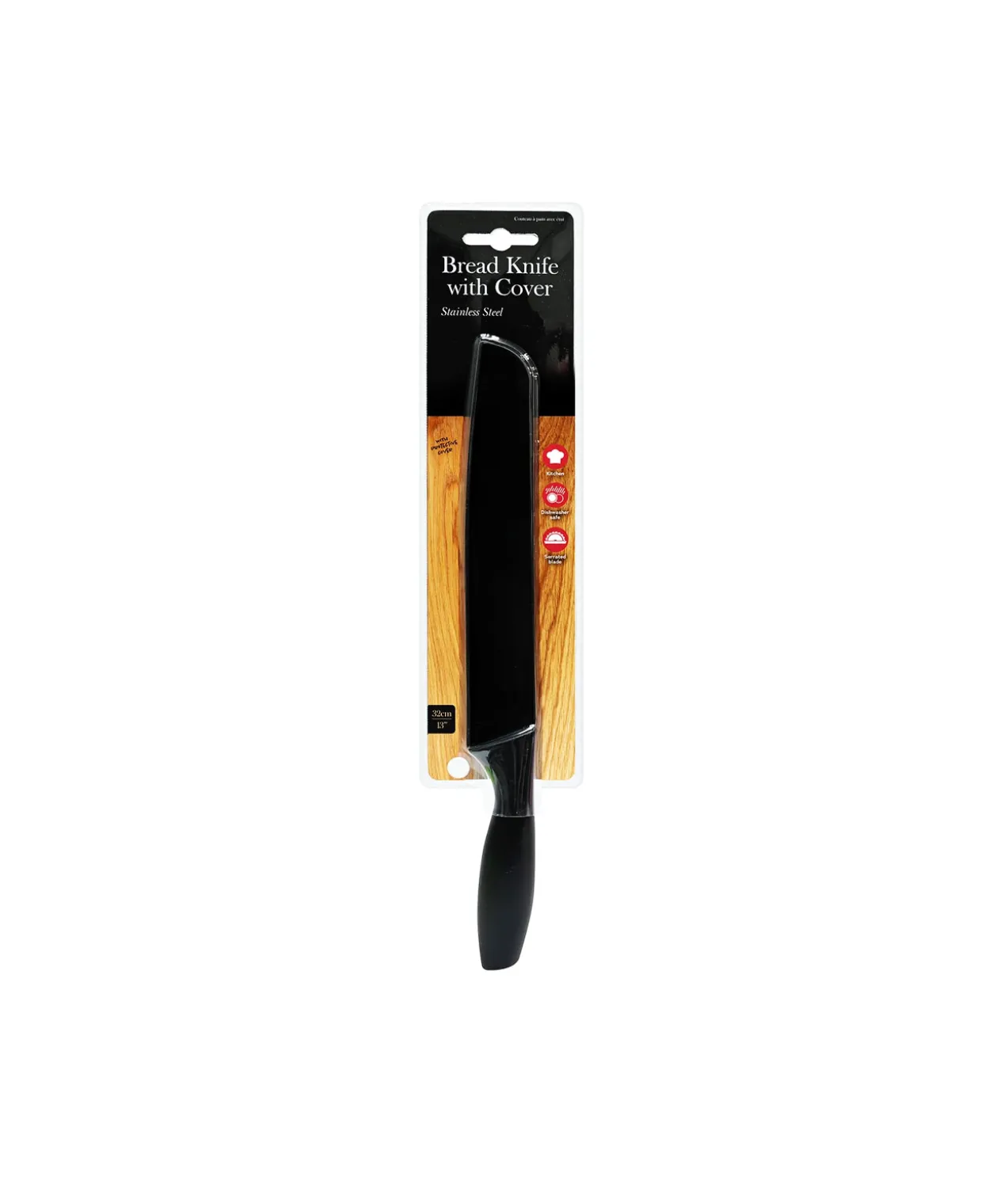 Stainless Steel Bread Knife with Cover 32cm