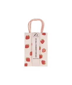 Strawberry Printed Paper Bags 21cm 4pk