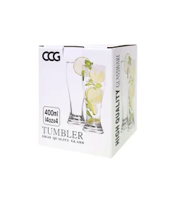 Tall Drinking Glass 400ml 4pk