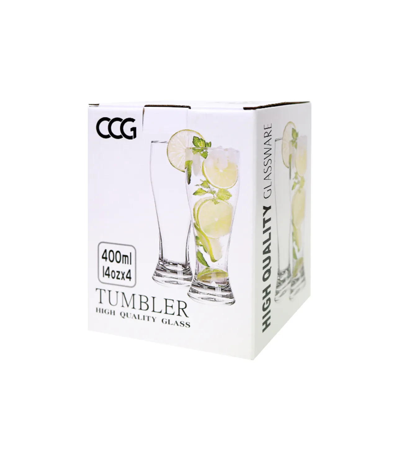 Tall Drinking Glass 400ml 4pk