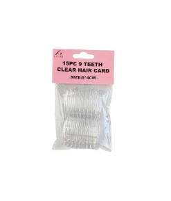 9 Teeth Clear Plastic Comb 15pc