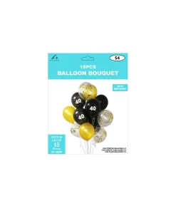 40th Birthday Latex Balloon Bouquet 15pc