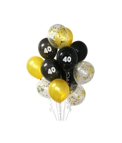 40th Birthday Latex Balloon Bouquet 15pc