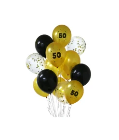 50th Birthday Latex Balloon Bouquet 15pc