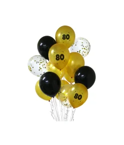 80th Birthday Latex Balloon Bouquet 15pc