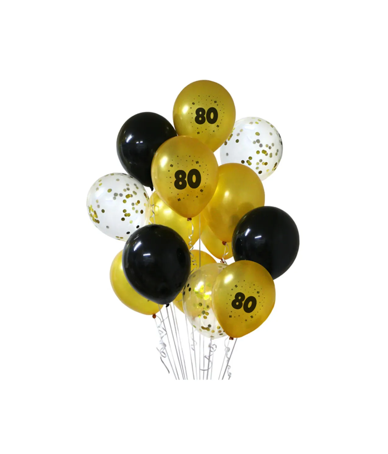 80th Birthday Latex Balloon Bouquet 15pc