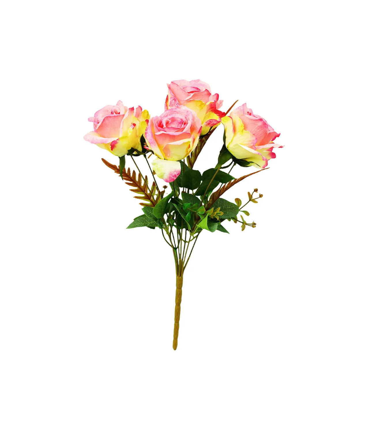 2 Tone Hot Pink/Cream Rose Bunch 41cm