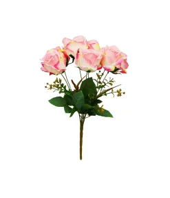 2 Tone Pink/White Rose Bunch 41cm