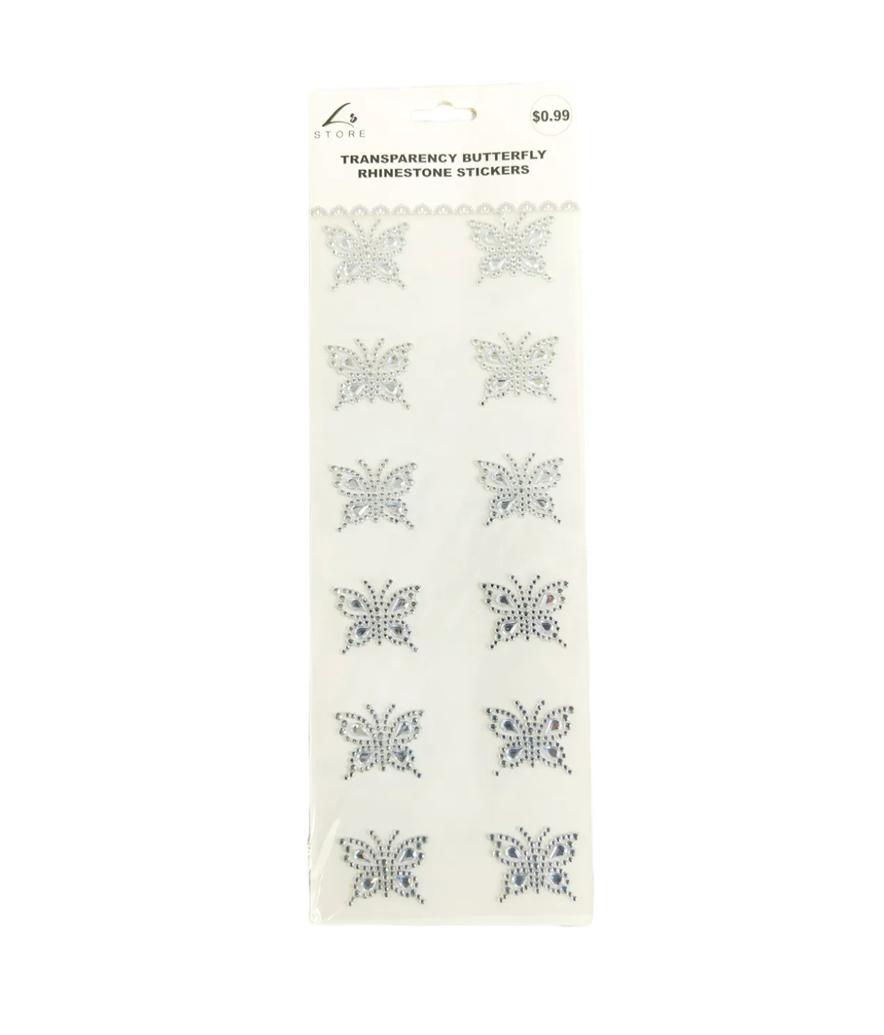 Transparency Butterfly Rhinestones Stickers