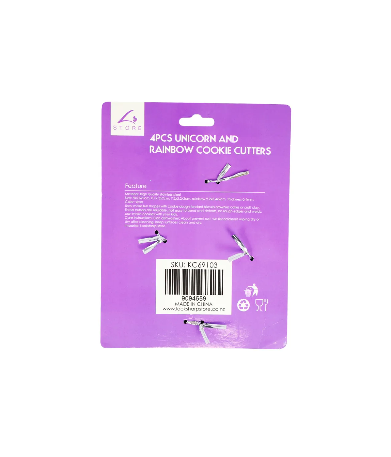 Unicorn Cookie Cutters 4pcs