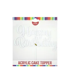 White Acrylic Happy Birthday Topper