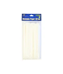 White Bent Paper Straws 50pk