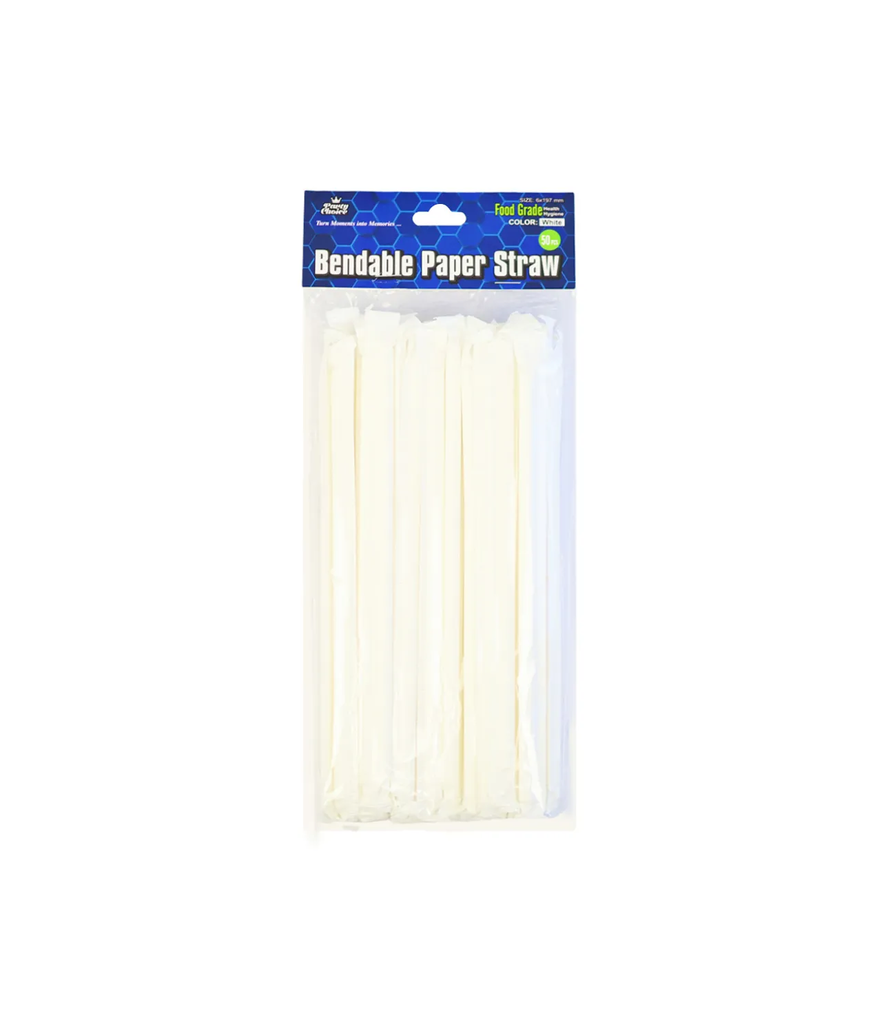 White Bent Paper Straws 50pk