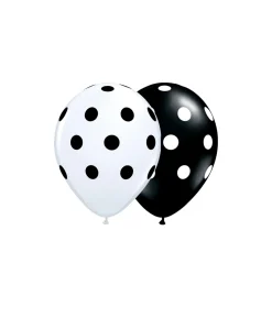 White & Black Polka Dots Latex Balloons 12inch 20pk