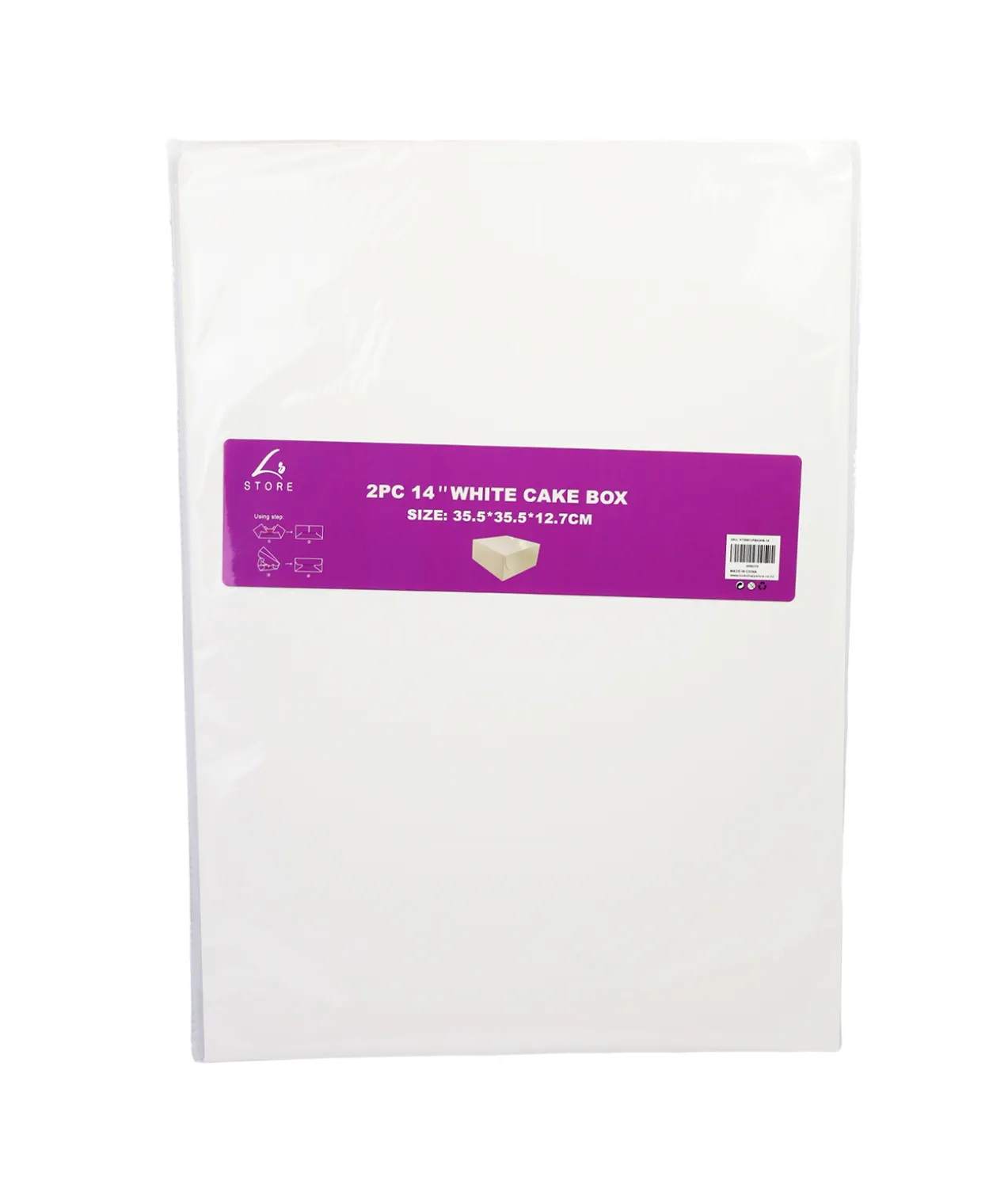 White Cake Box 14in 2pk 35.5 x 35.5 x 12.7cm