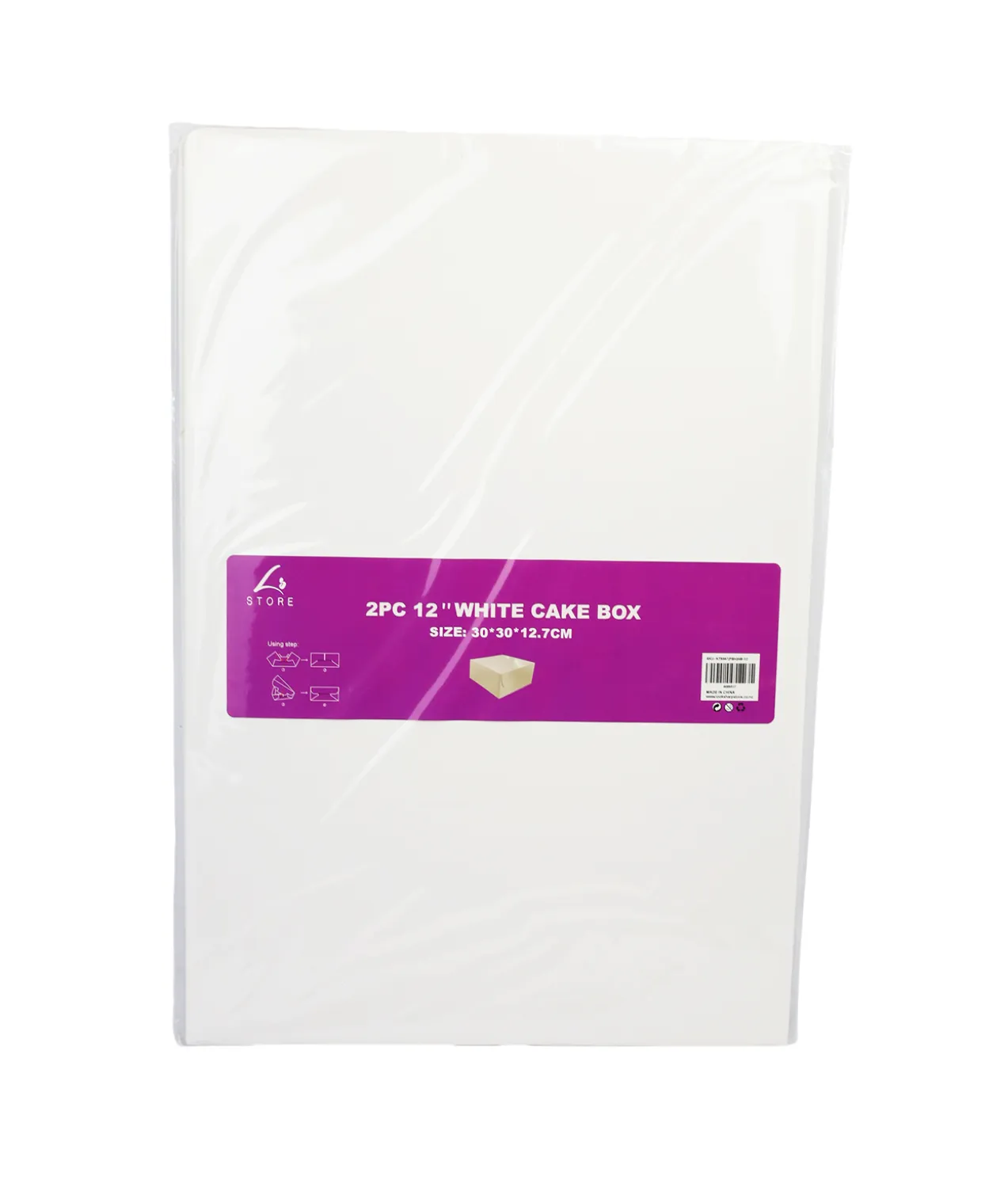 White Cake Box 12in 2pk 30 x 30 x 12.7cm