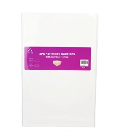 White Cake Box 10in 2pk 25.4 x 25.4 x 12.7cm