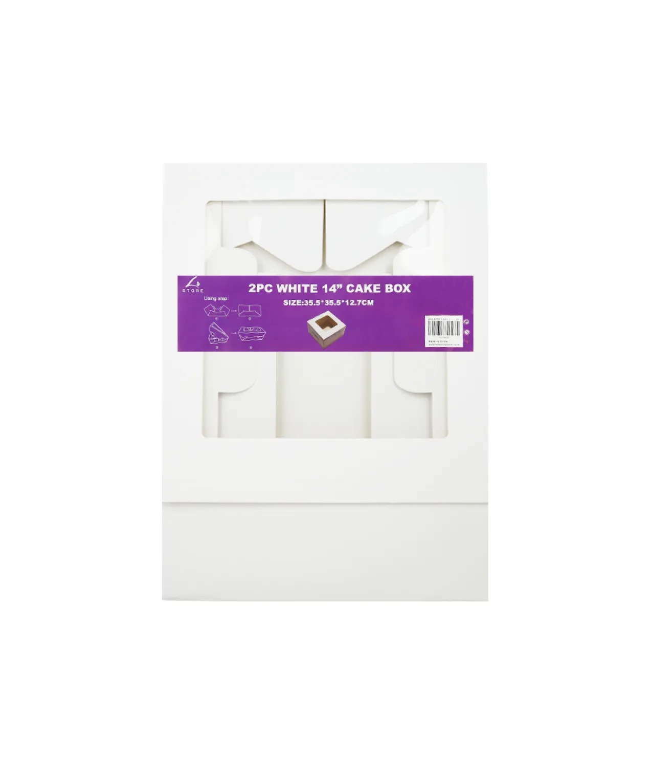 White Cake Box With Window 14in 2pk
