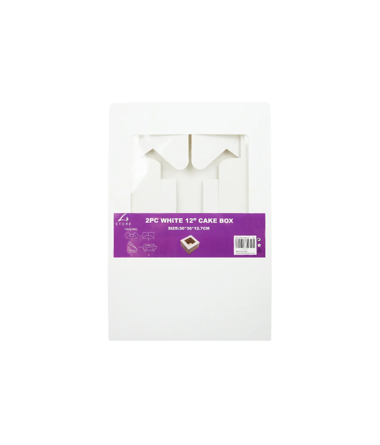 White Cake Box With Window 12in 2pk